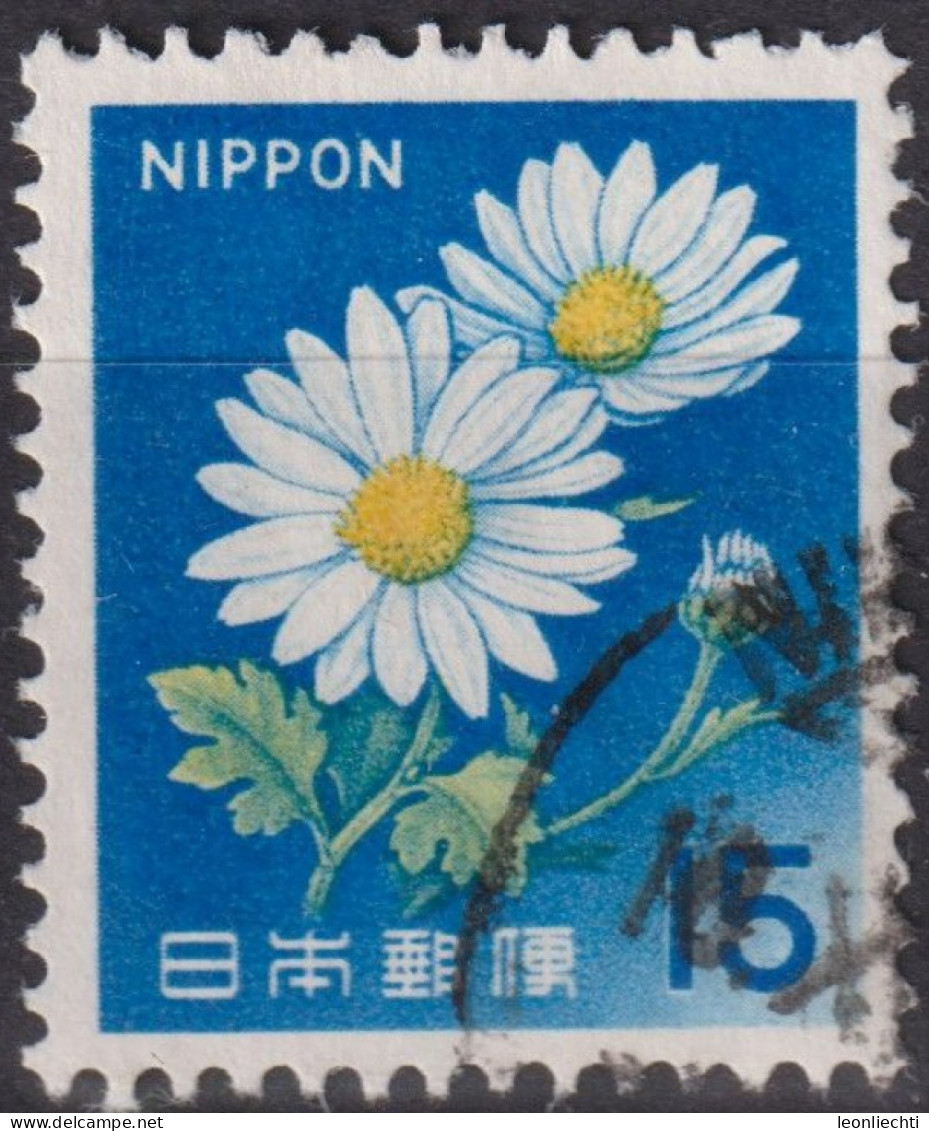 1966 Japan-Nippon ° Mi:JP 930Ax, Sn:JP 881, Yt:JP 838, Blau "15", Ox-eye Daisy (Leucanthemum Vulgare) - Oblitérés