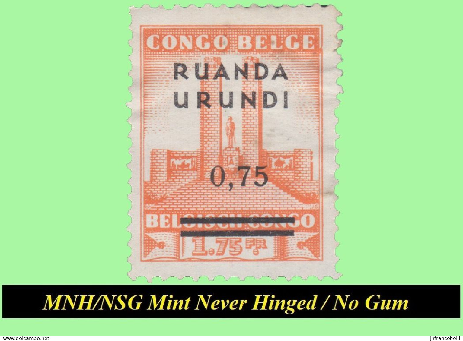 1942 ** RUANDA-URUNDI RU 124/125 MNH/NSG KING ALBERT MOMUMENT+OVERPRINT ( X 2 Stamps ) NO GUM - Ongebruikt