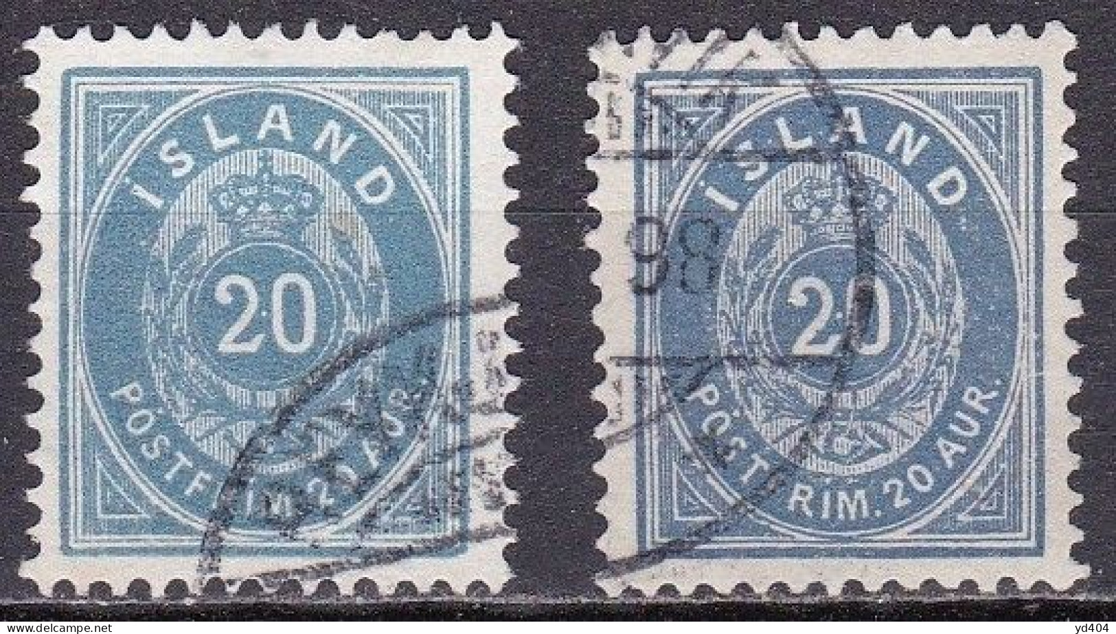 IS003G – ISLANDE – ICELAND – 1882 – NUMERAL VALUE IN AUR - PERF. 12 - SC # 28/28a USED 85 € - Gebraucht