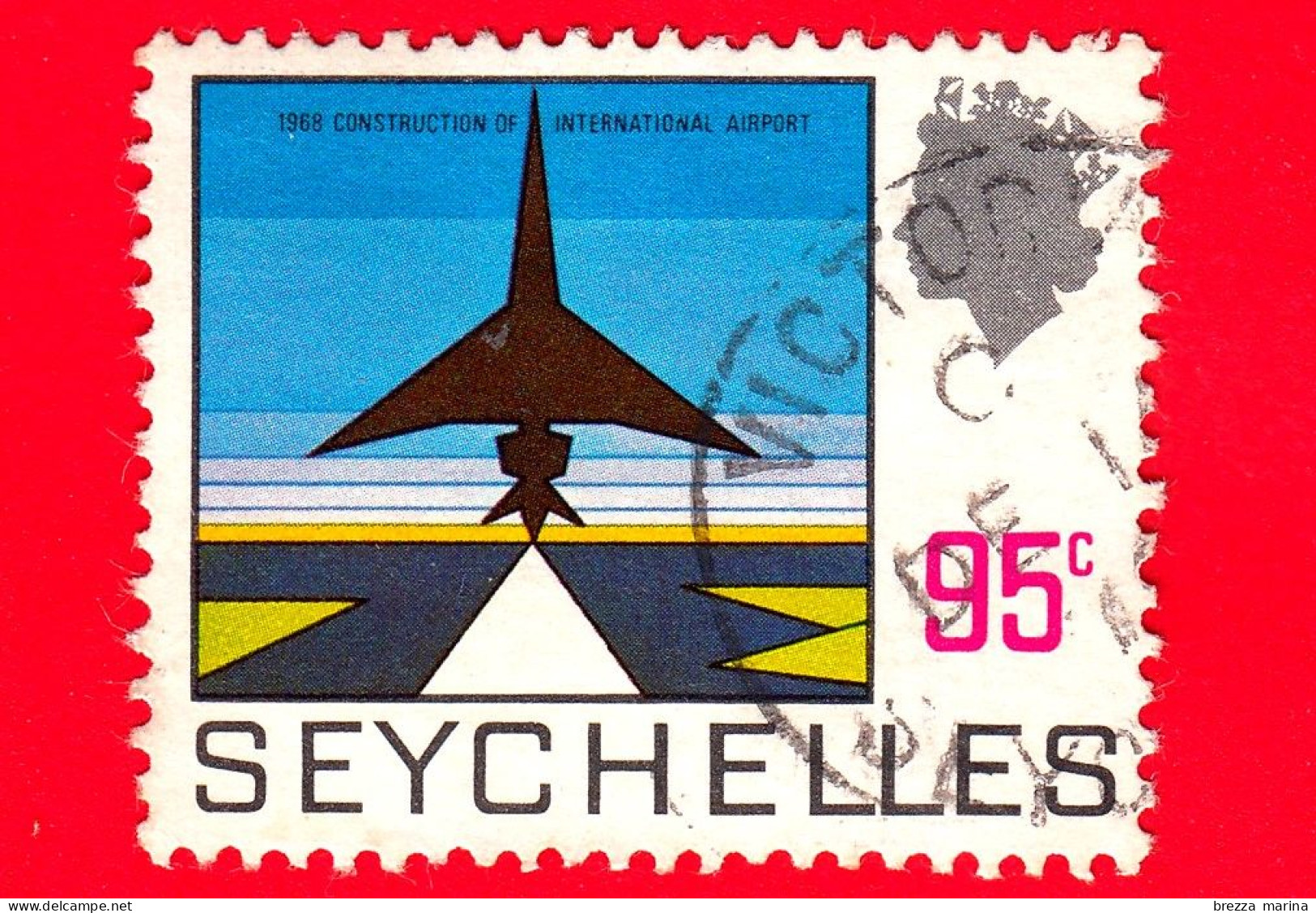 SEYCHELLES - Usato - 1972 - Aereo - Aeroporti - 95 - Seychellen (...-1976)