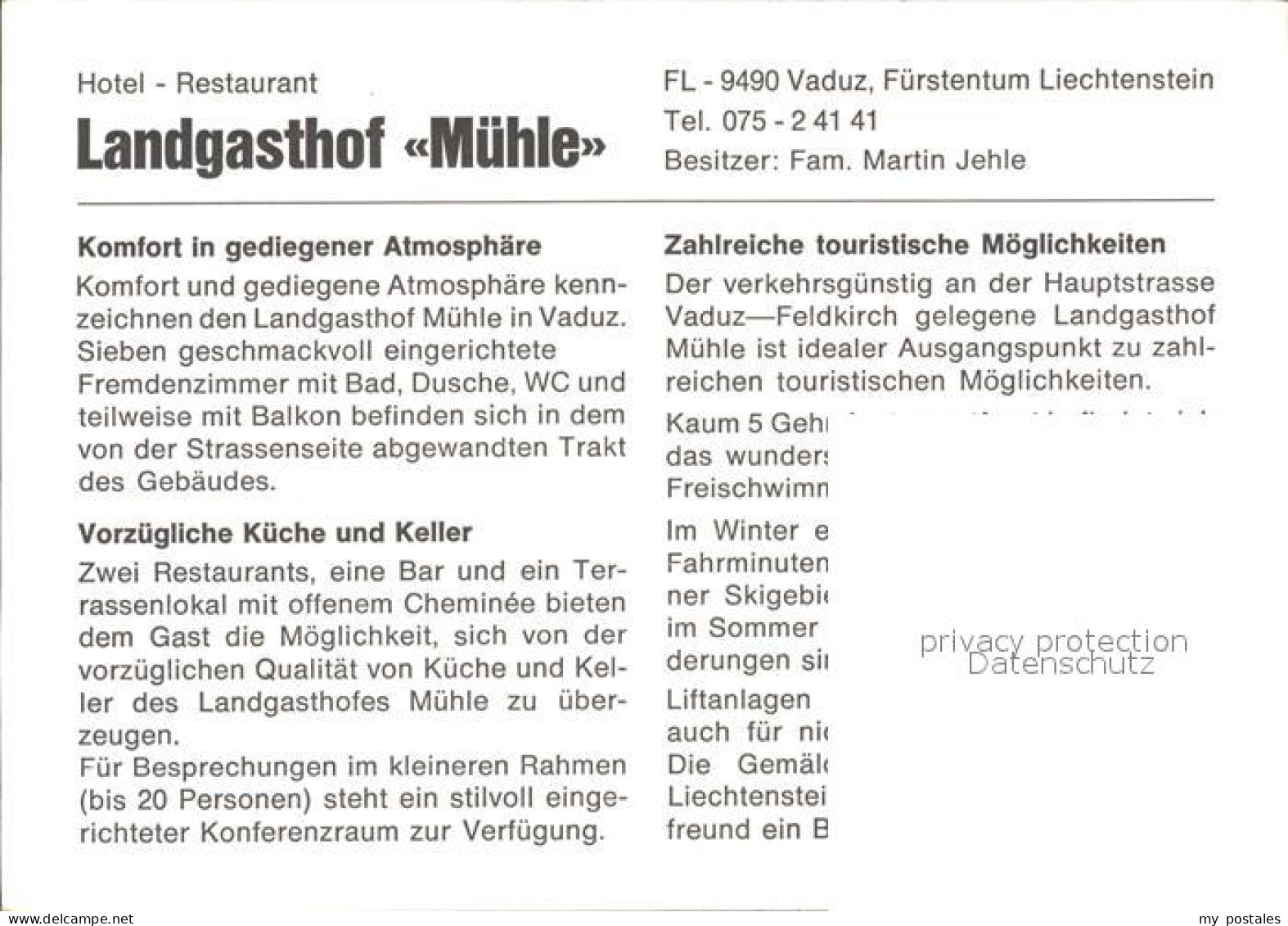 72579466 Vaduz Hotel Restaurant Landgasthof Muehle Vaduz - Liechtenstein