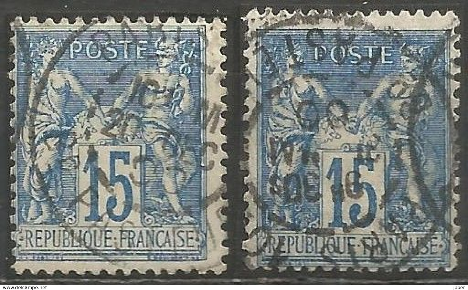 France - Sage - Quartiers De Paris - Cachet Type A2BIS AVEC N° Bureau - "PARIS 102 Bd PASTEUR" - 1876-1898 Sage (Tipo II)