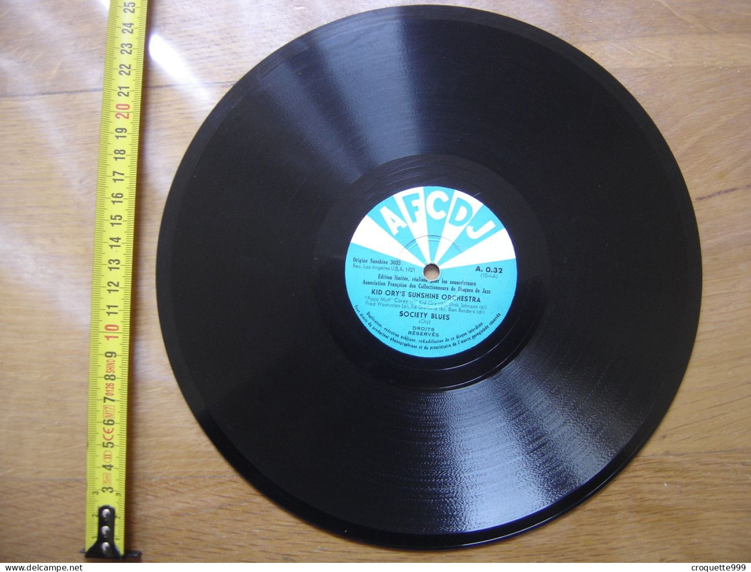 Disque 78 Tours 25 Cm KID ORY's Sunshine Orchestra A.O.32 AFCDJ SOCIETY BLUES CREOLE TROMBONE - 78 Rpm - Schellackplatten