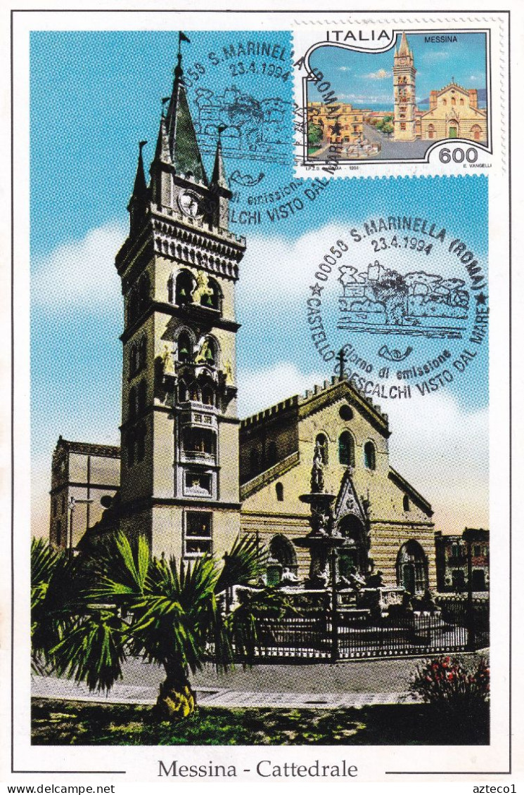 ITALIA - FDC MAXIMUM CARD 1994 - TURISMO - CATTEDRALE DI MESSINA - Cartes-Maximum (CM)