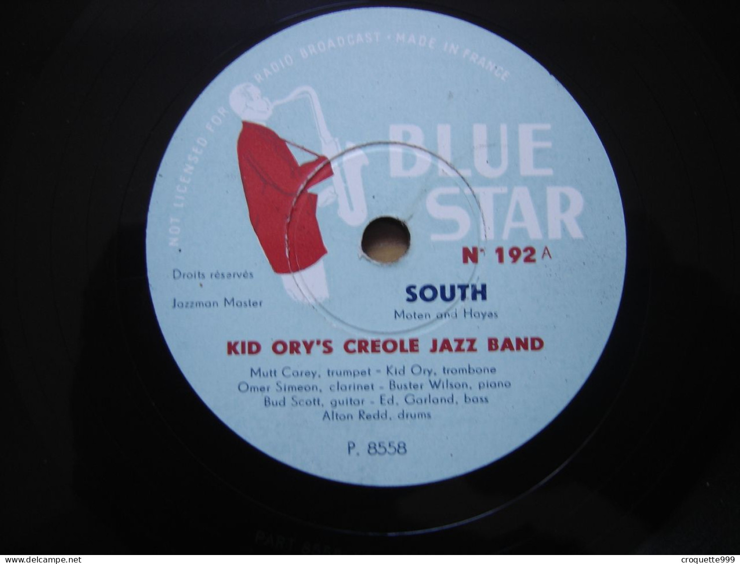 Disque 78 Tours 25 Cm KID ORY's Creole Jazz Band 192 BLUE STAR CREOLE SONG SOUTH - 78 T - Grammofoonplaten