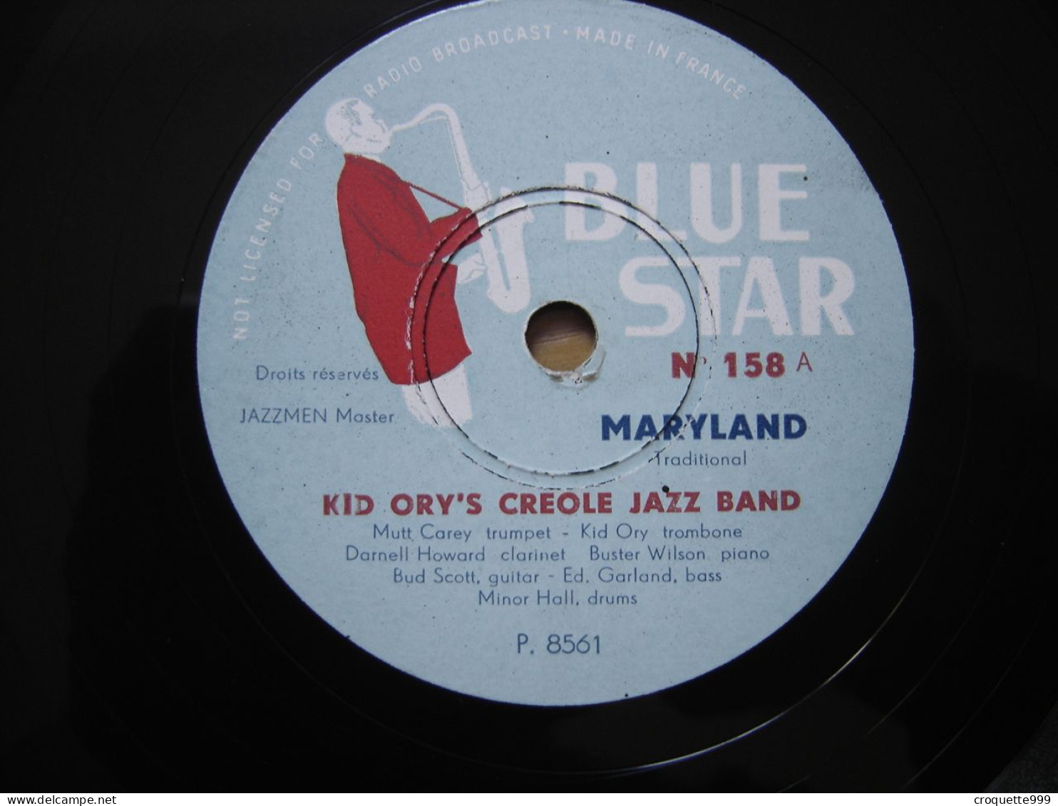 Disque 78 Tours 25 Cm KID ORY's Creole Jazz Band 158 BLUE STAR MARYLAND OH DIDN' THE RAMBLE - 78 G - Dischi Per Fonografi