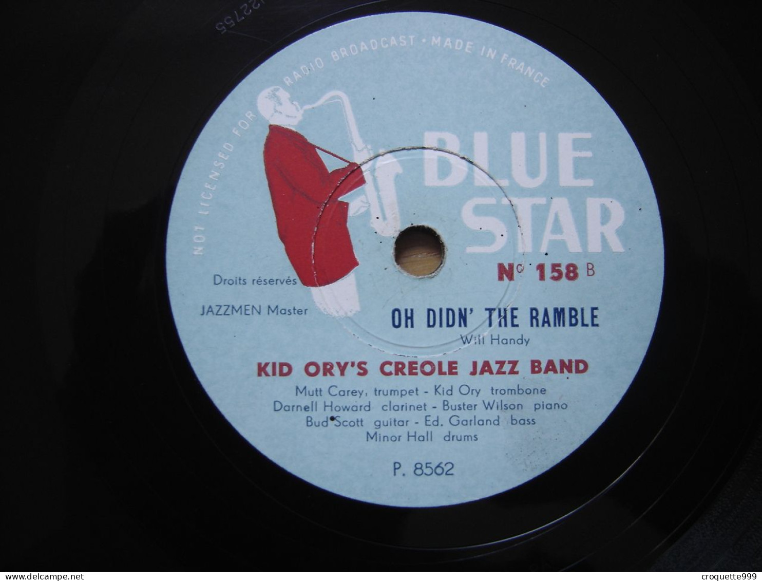 Disque 78 Tours 25 Cm KID ORY's Creole Jazz Band 158 BLUE STAR MARYLAND OH DIDN' THE RAMBLE - 78 G - Dischi Per Fonografi