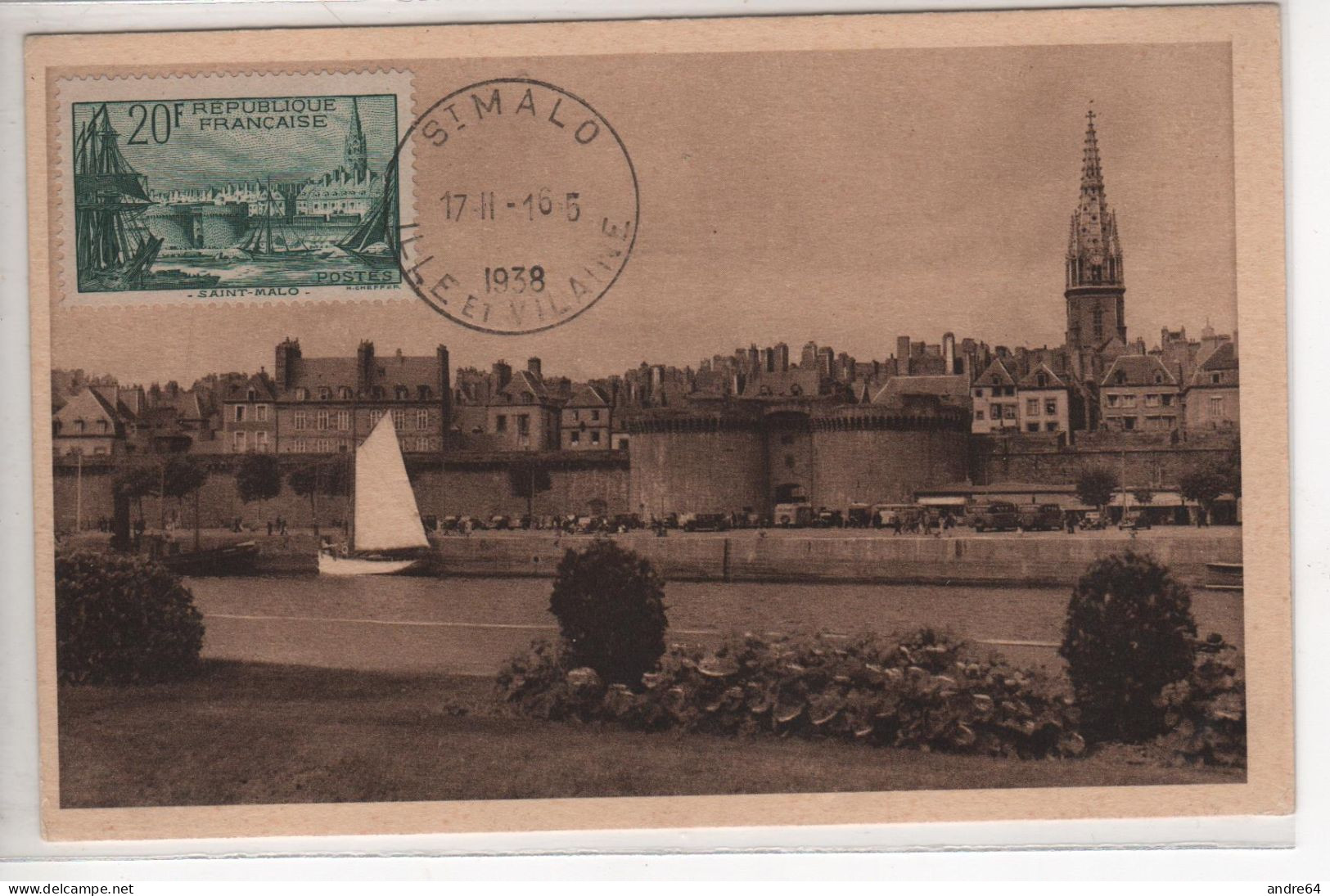 Carte Maximum Avec N°394 Saint Malo Oblitéré 1er Jour  16/5/38  Cote Yvert  G1  490E - 1930-1939