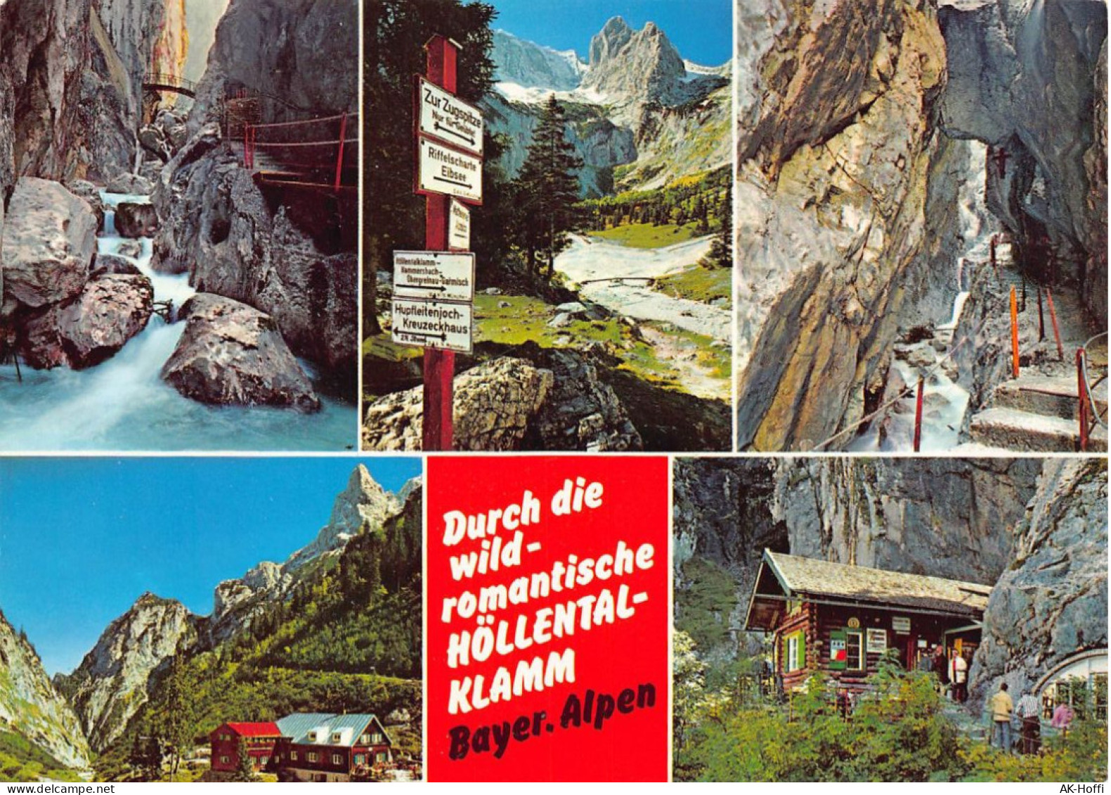 Zugspitzdorf Grainau-Hammersbach / Oberbayern. Natursehenswürdigkeit Höllentalklamm, 1100 M (903) - Zugspitze