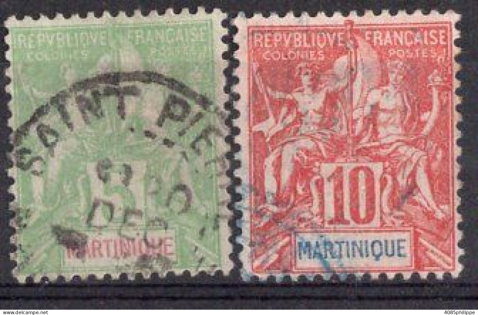 Martinique Timbres-poste N°44 & 45 Oblitérés TB Cote : 4€00 - Gebraucht