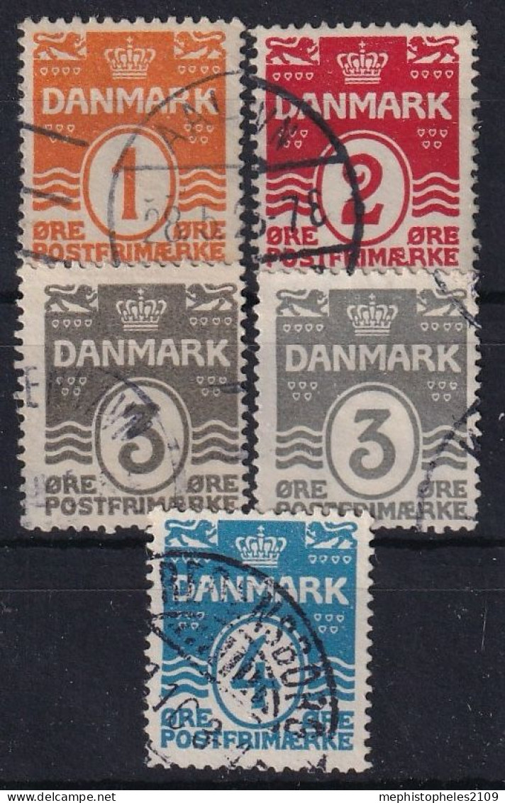 DENMARK 1913 - Canceled - Mi 77, 78, 79a, 79b - Used Stamps