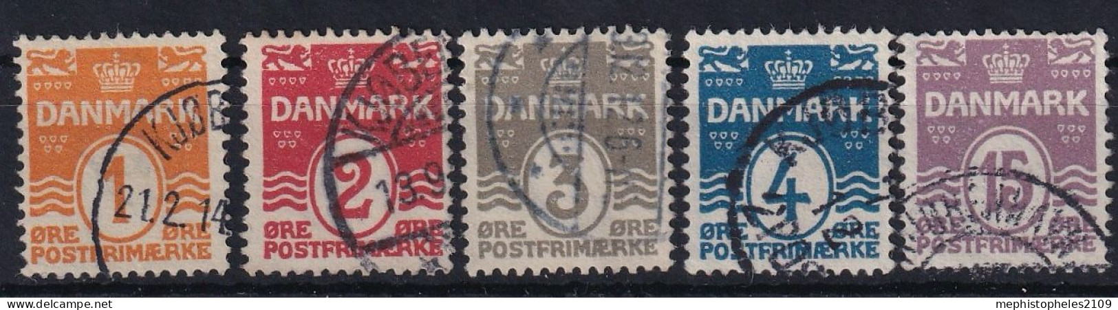 DENMARK 1905 - Canceled - Mi 42A-46A - Gebruikt