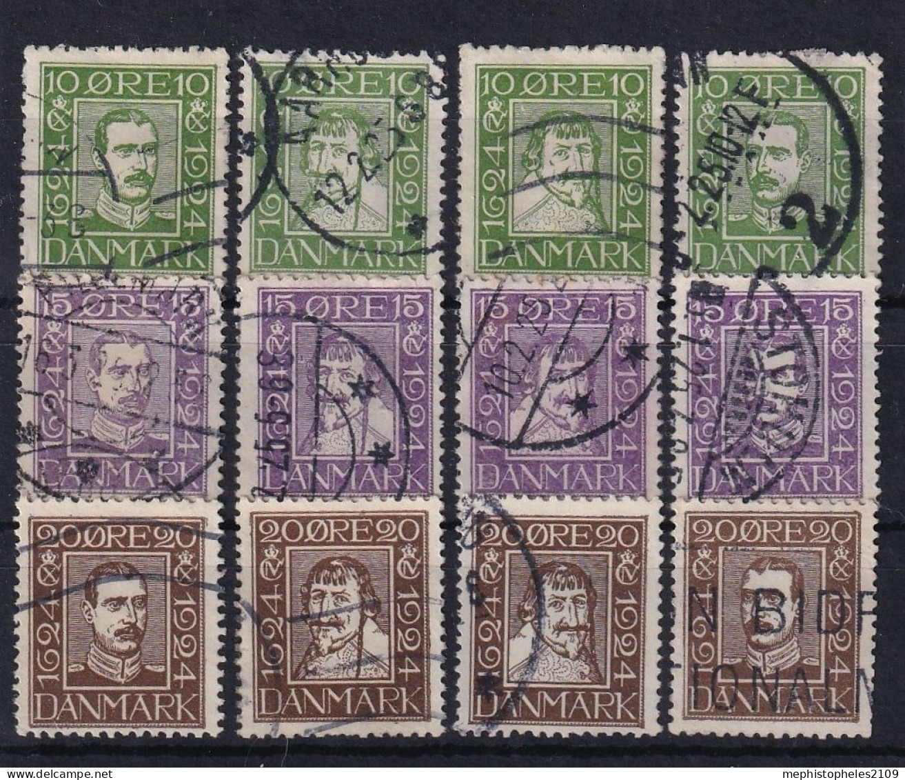 DENMARK 1924 - Canceled - Mi 131-142 - Complete Set! - Used Stamps