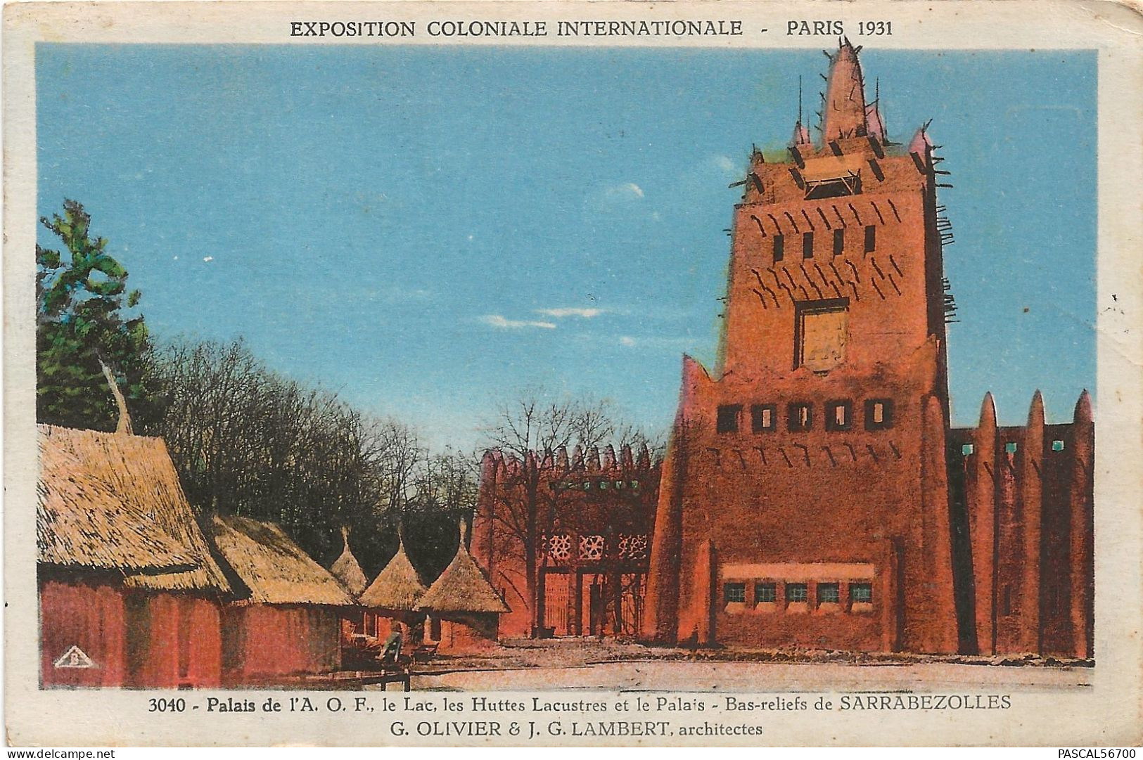 CPA PARIS 1931 - EXPOSITION COLONIALE INTERNATIONALE - PALAIS DE L'AOF ***COLORISEE PEU FREQUENTE*** - Ausstellungen