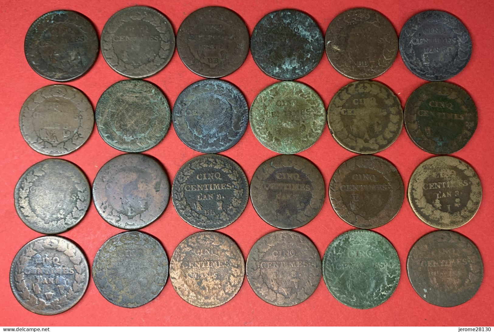 Lot De 24 Pièces De 5 Centimes Dupré - Pour Expertise - 1792-1804 1ère République (An I – An XII)