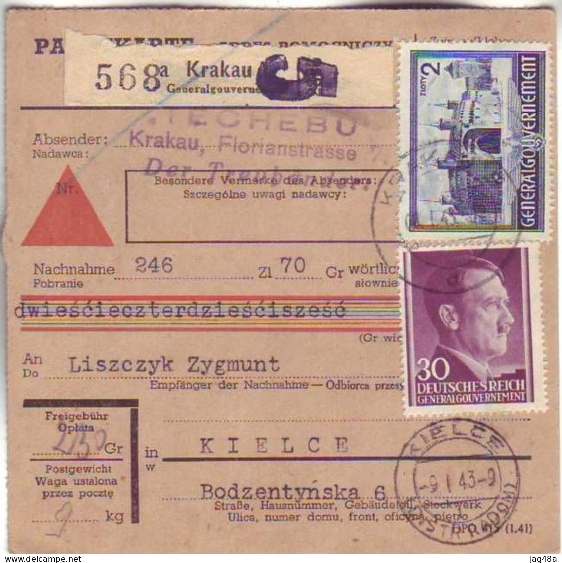 POLAND/at Gen.Government. 1943/Krakau, Packet Recepit/collection Of Receivables. - Generalregierung