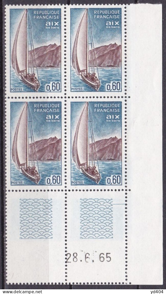 FR6743- FRANCE – PLATE BLOCKS – 1965 – AIX-LES-BAINS – Y&T # 1437 MNH - 1960-1969