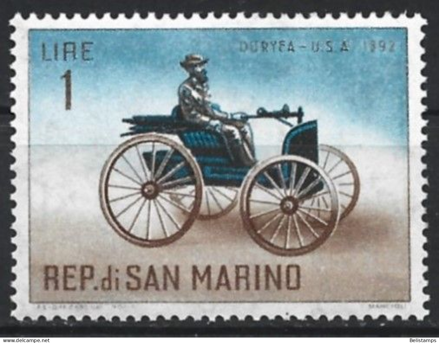 San Marino 1962. Scott #494 (MNH) Automobile, Duryea 1892 - Neufs