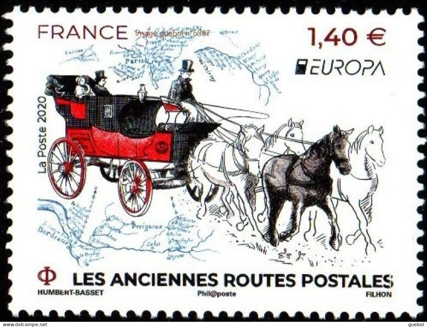 CEPT / Europa 2020 France N° 5397 ** Les Anciennes Routes Postales. Voiture à Cheval - 2020