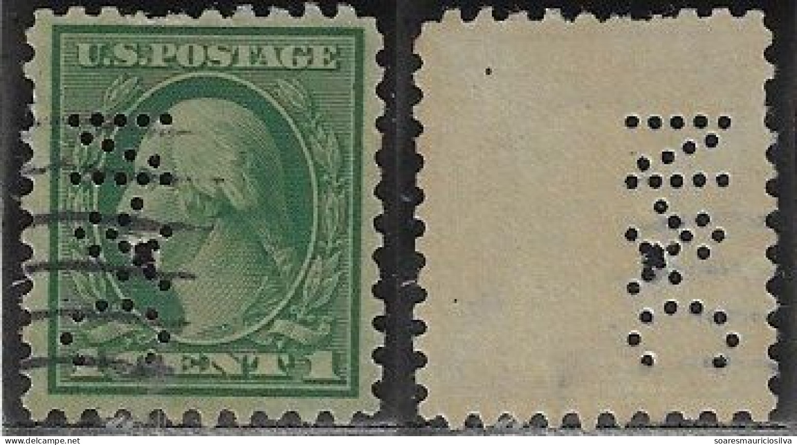 USA United States 1917/1919 Stamp With Perfin N&C Unidentified In Catalog Lochung Perfore - Perforés