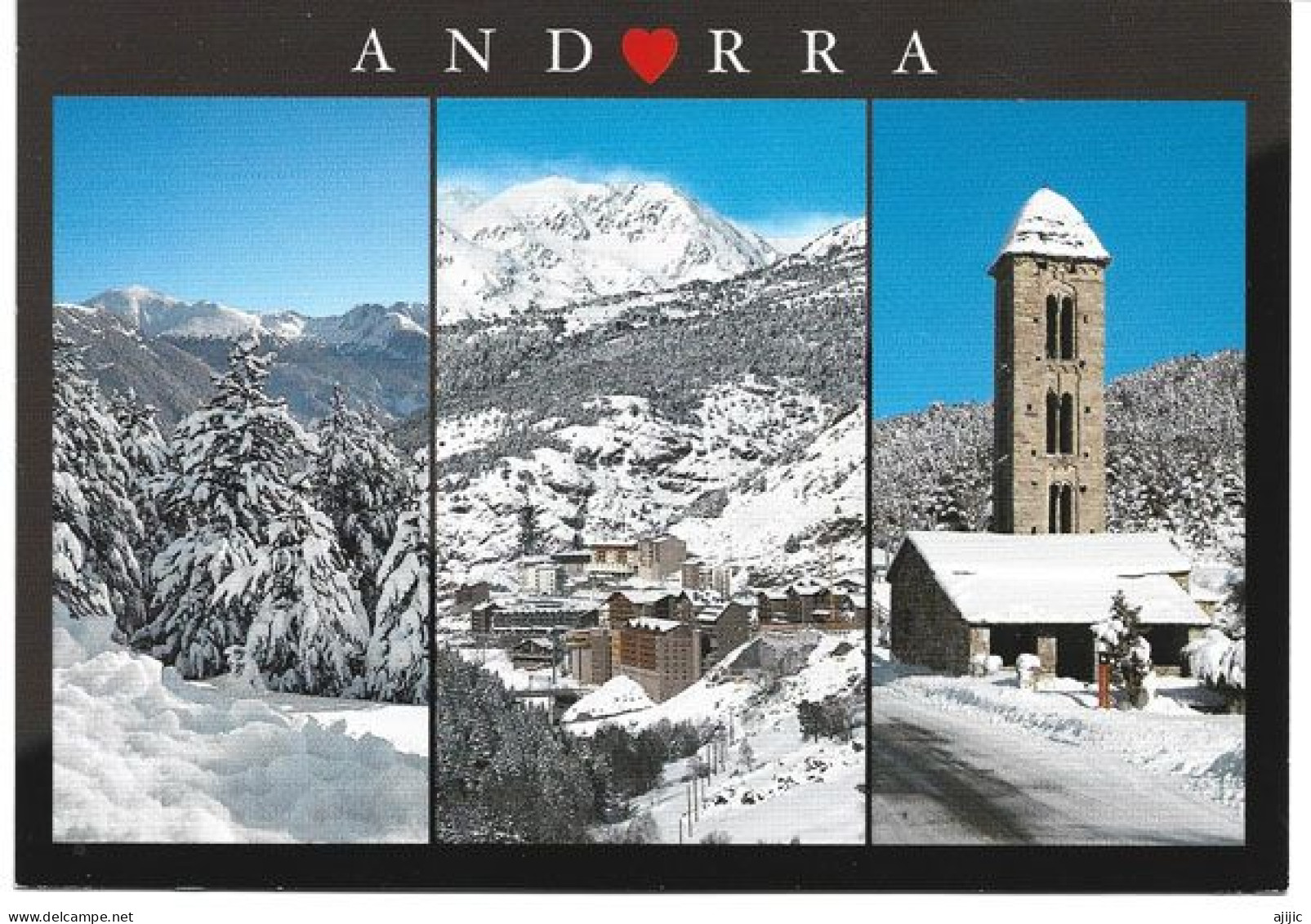 Pareja De Recién Casados ​​andorranos A Caballo (sello) En Una Postal Nevada De Andorra - Lettres & Documents