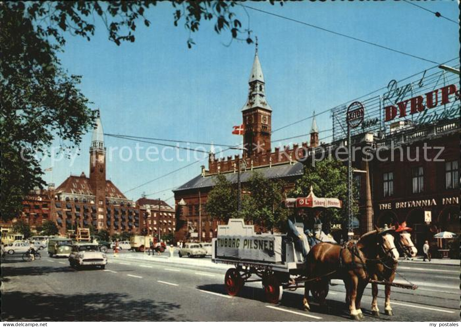 72570196 Kopenhagen Rathausplatz Pferdewagen Hovedstaden - Danemark