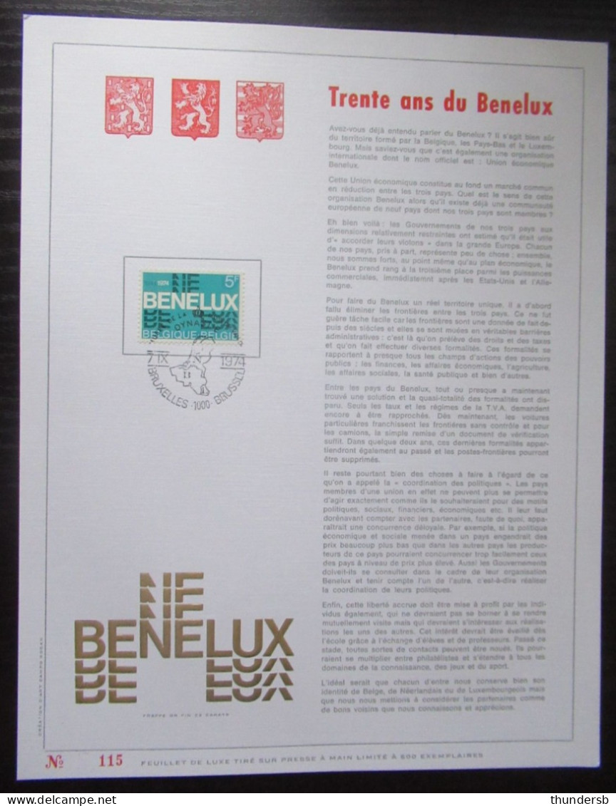 1723 'Benelux' - Luxe Kunstblad Genummerd - Herdenkingsdocumenten