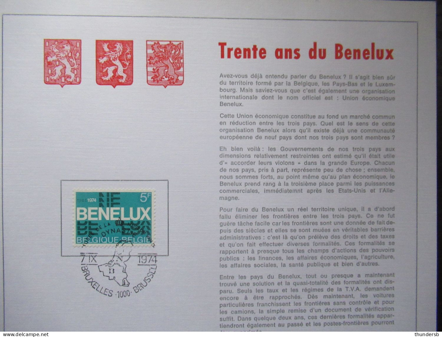 1723 'Benelux' - Luxe Kunstblad Genummerd - Commemorative Documents