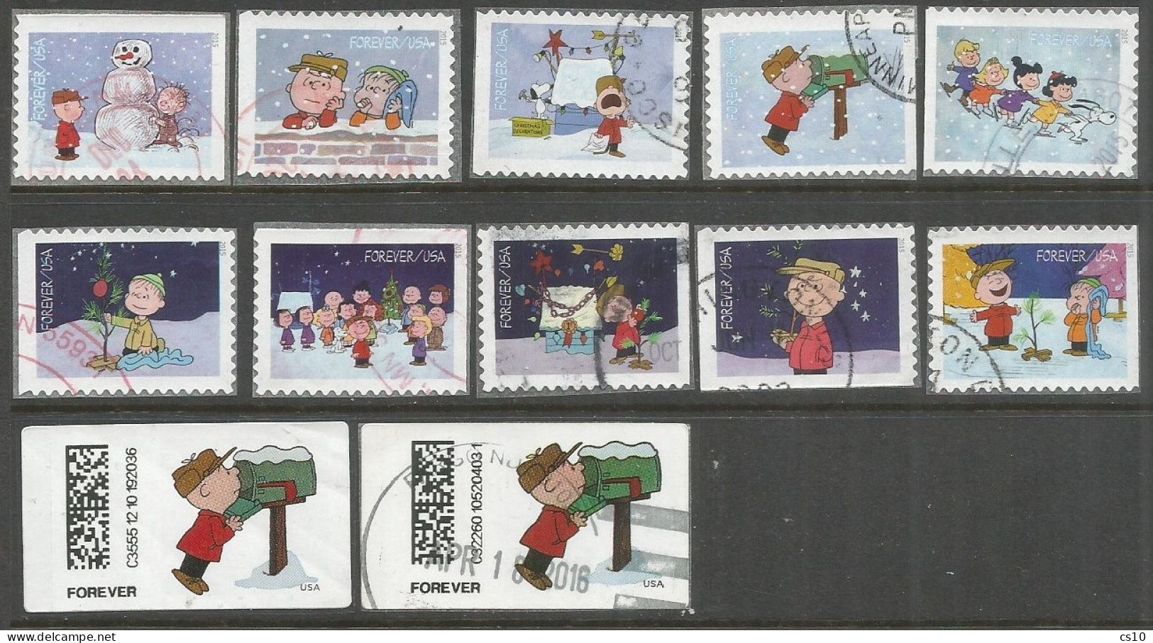 USA 2015 Carlie Brown Peanuts Linus Comics - Sc.# 5021/30 - Cpl 10v Set VFU + ATM Computer Vended Label M&VFU !!!! - Années Complètes