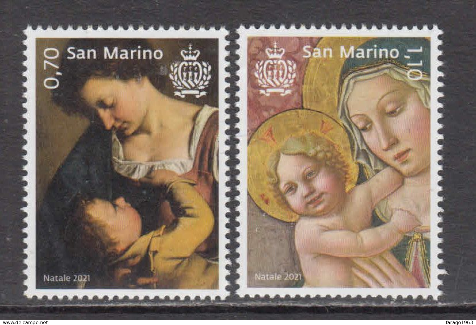 2021 San Marino Christmas Noel Navidad  Complete Set Of 2 MNH @ BELOW FACE VALUE - Nuovi