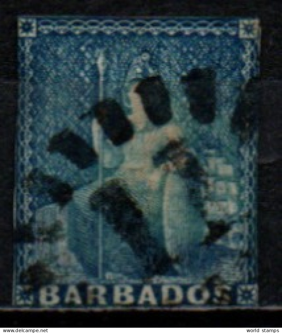 BARBADE 1857 O AMINCI-THINNED - Barbados (...-1966)