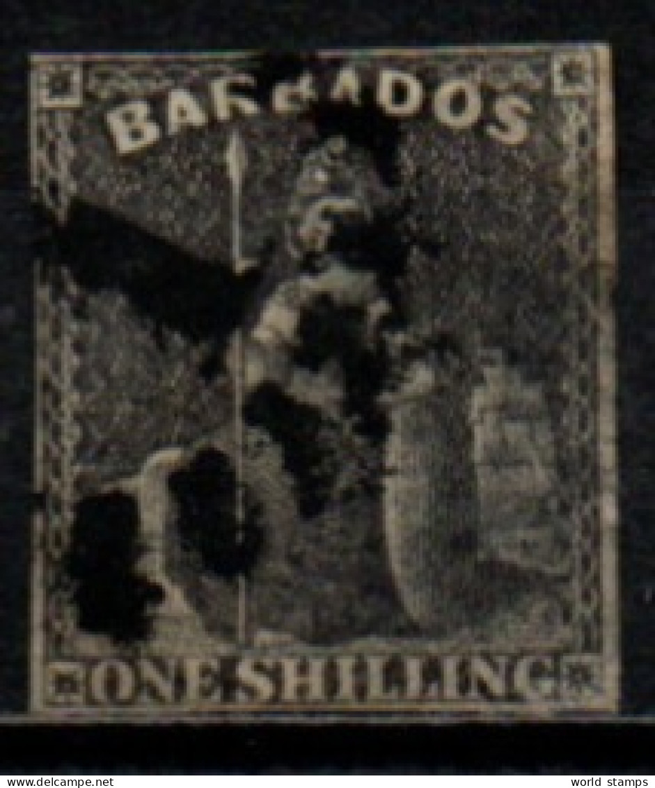 BARBADE 1859 O AMINCI-THINNED - Barbados (...-1966)