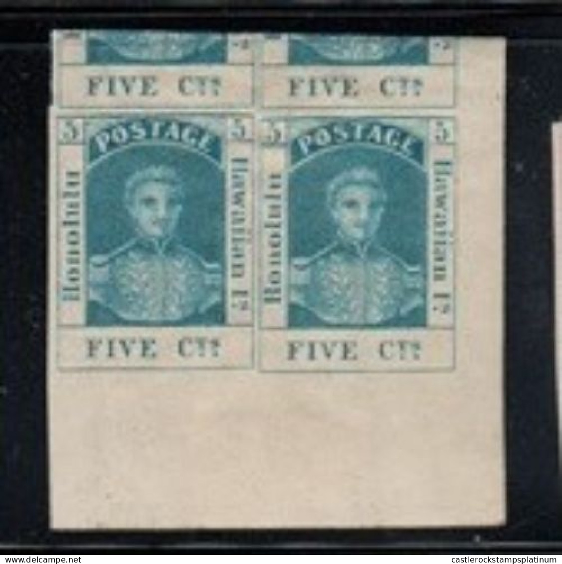 O) 1868  HAWAII -  HONOLULU. ERROR,   KING KAMEHAMEHA III , 5c Blue. BLOCK MNH - Hawaï