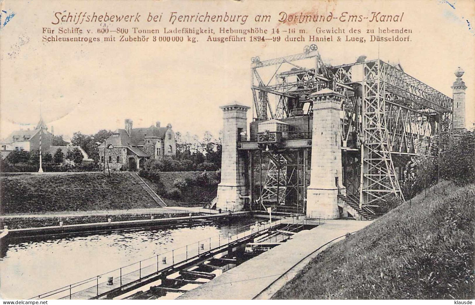 Schiffshebewerk Henrichenburg - Dortmund-Ems-Kanal Gel.1909 Bahnpost - Castrop-Rauxel