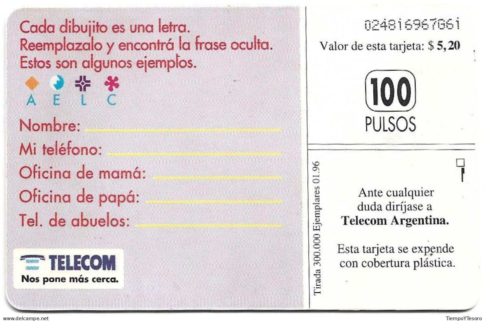 Phonecard - Argentina, Hidden Message, Telecom, N°1083 - Argentinien