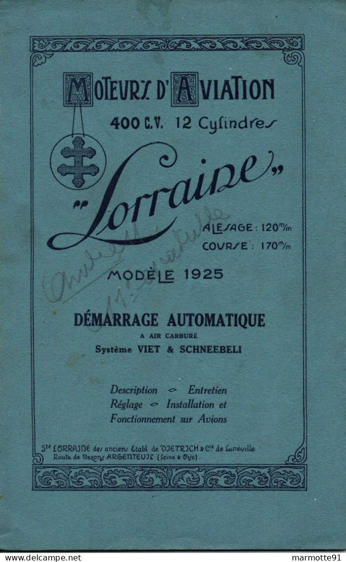 MOTEURS AVIATION 400 CV LORRAINE MODELE 1925 DEMARRAGE AUTOMATIQUE AVIATION - Avión