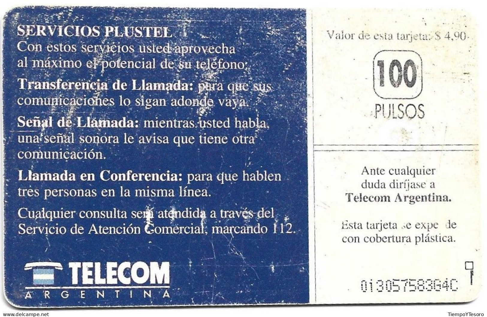Phonecard - Argentina, Plustel, Telecom, N°1096 - Argentinië
