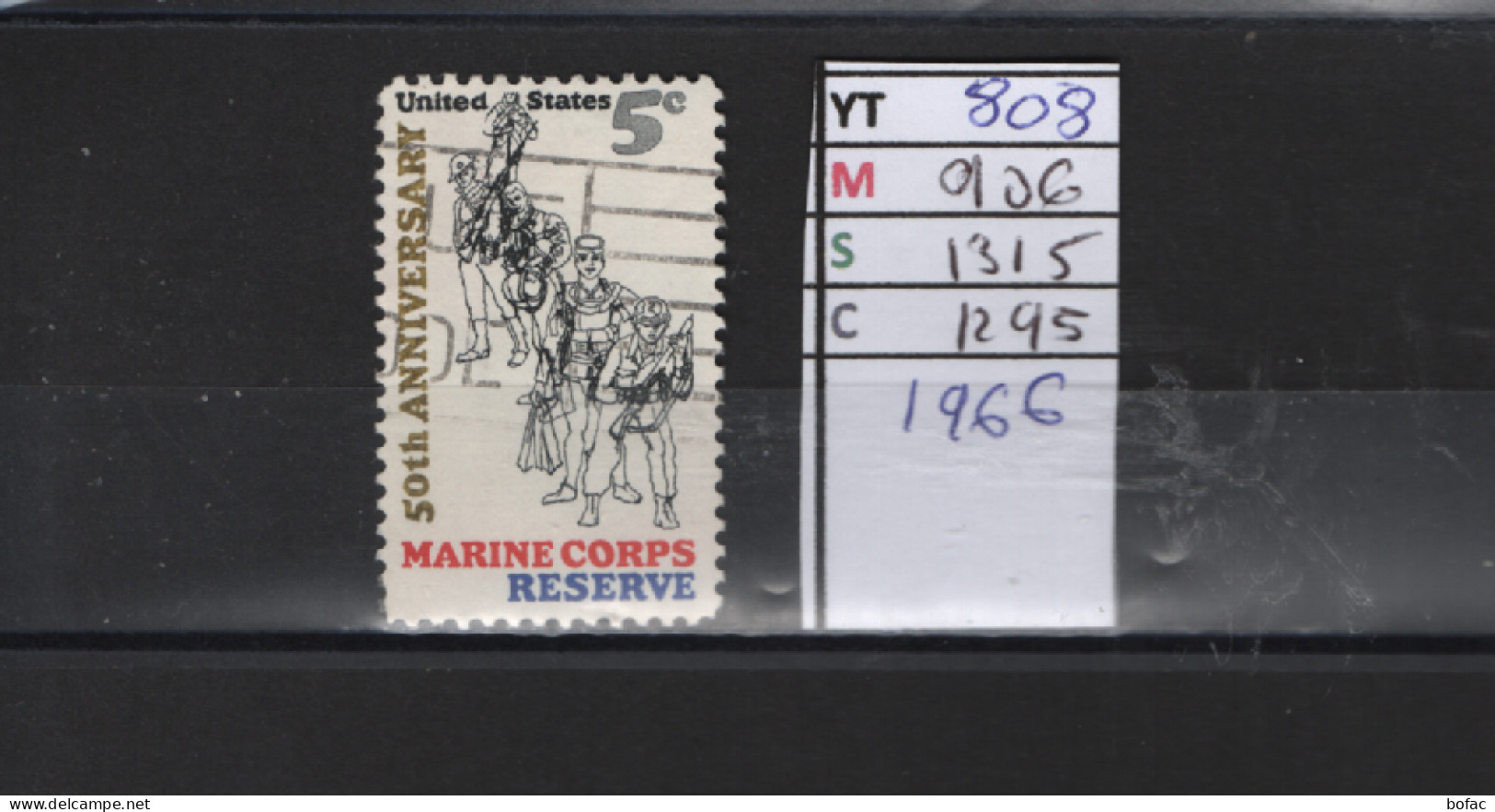 PRIX FIXE Obl 808 YT 906 MIC 1315 SCO 1295 GIB Marine Corps Réserve 1966 58A/11 - Usati