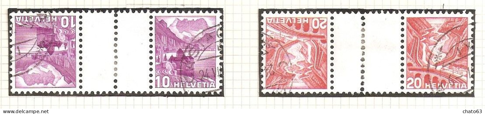 SUIZA.1937 .TÈTE BÈCHE. PARES CON PUENTE Y PERFORACIÓN VERTICAL. - Tête-bêche