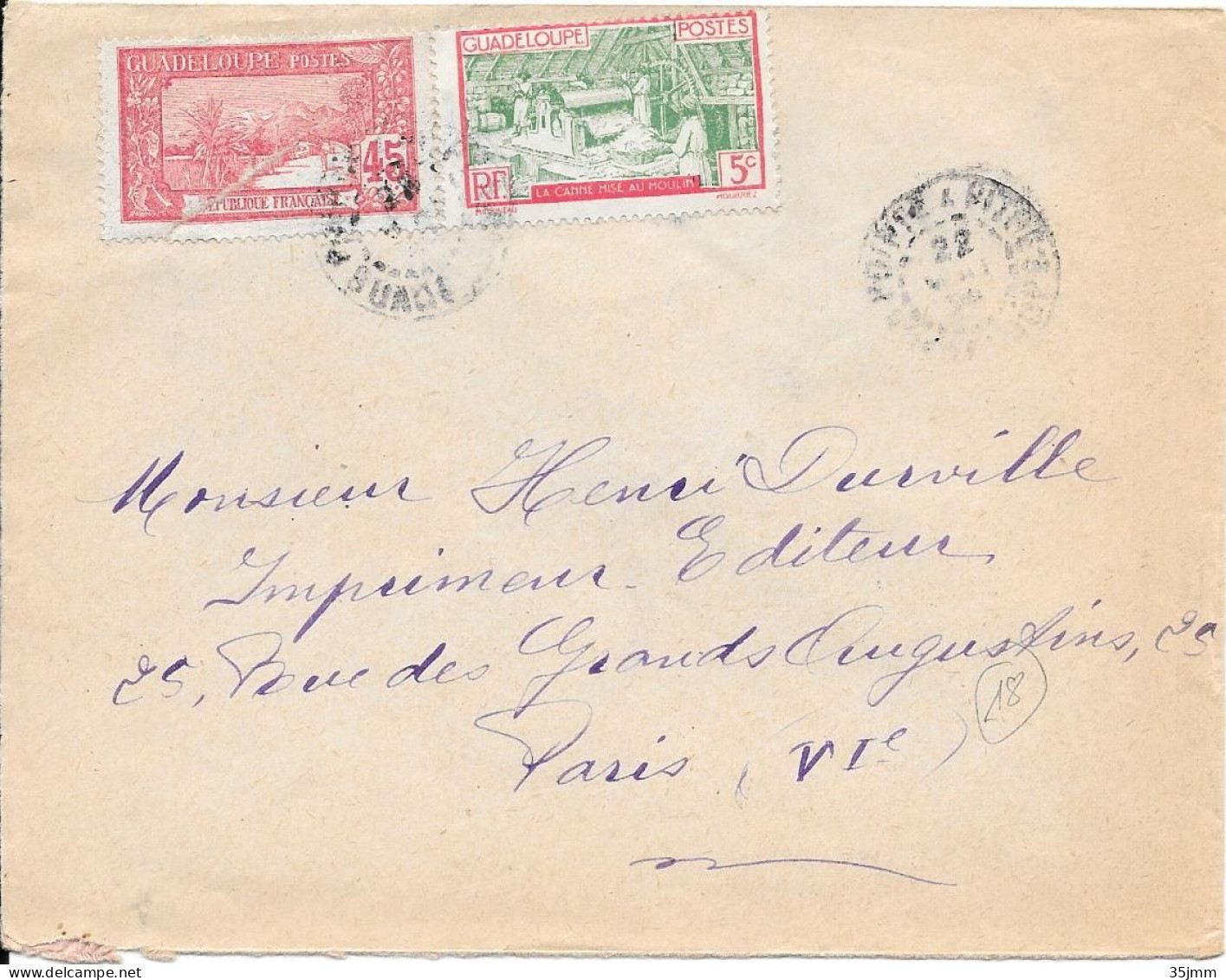Lettre  Guadeloupe Pointe à Pitre 1934 - Briefe U. Dokumente