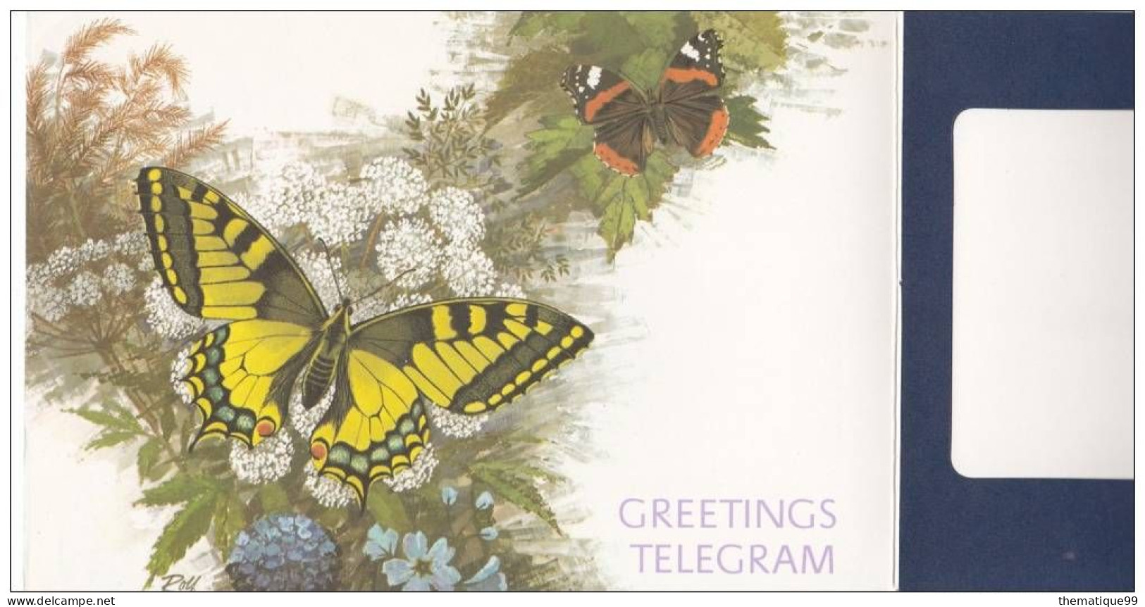Télégramme De Luxe Anglais Thème Papillon - Butterflies