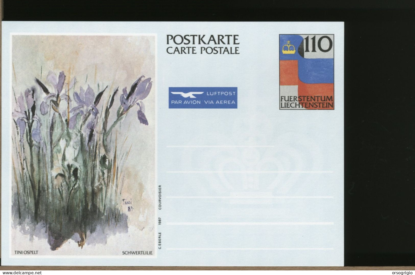 LIECHTENSTEIN - Cartolina Intero Postale - POSTKARTE - IRIS - Postwaardestukken