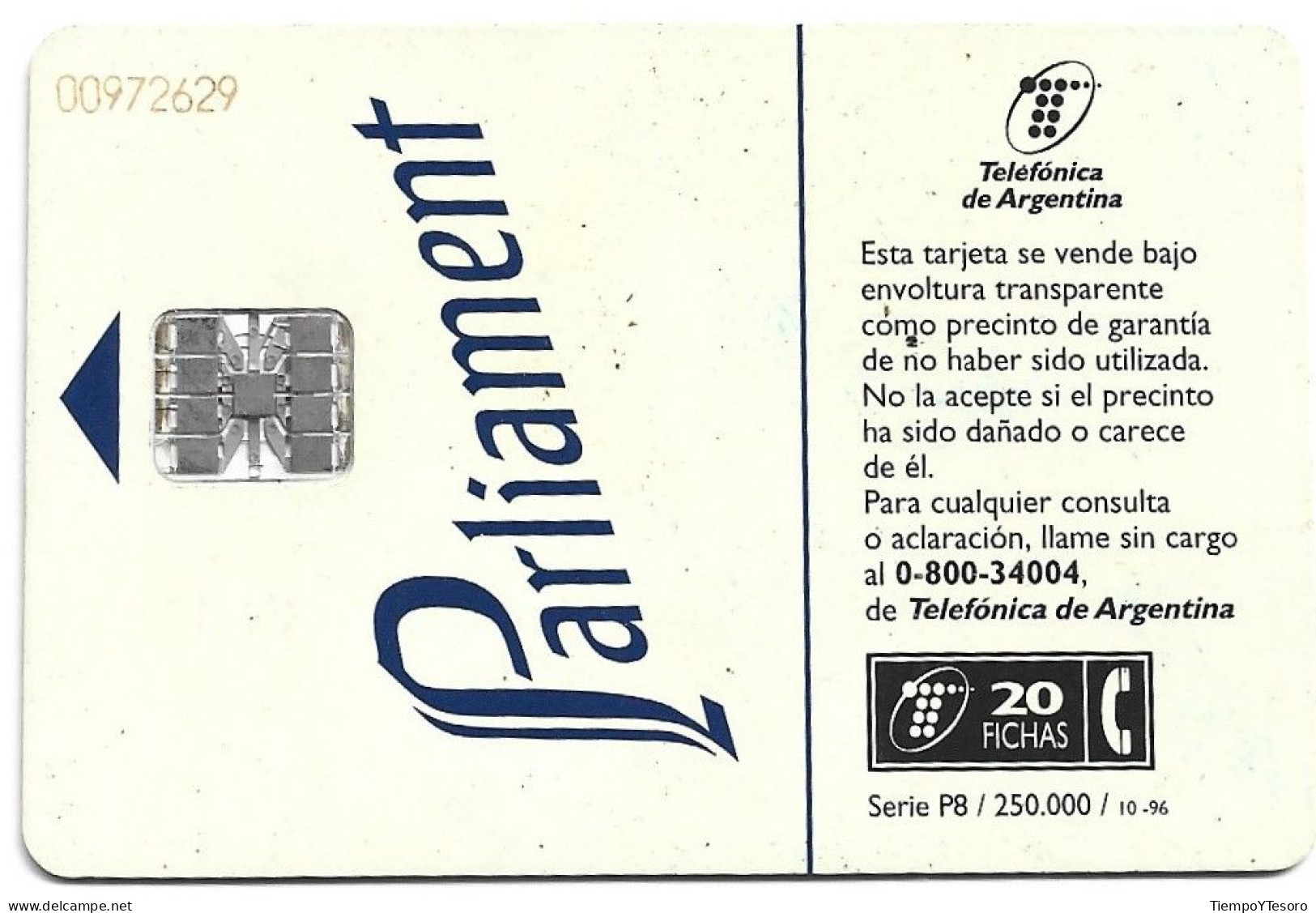 Phonecard - Argentina, Parliament 2, Telefónica, N°1105 - Argentinië