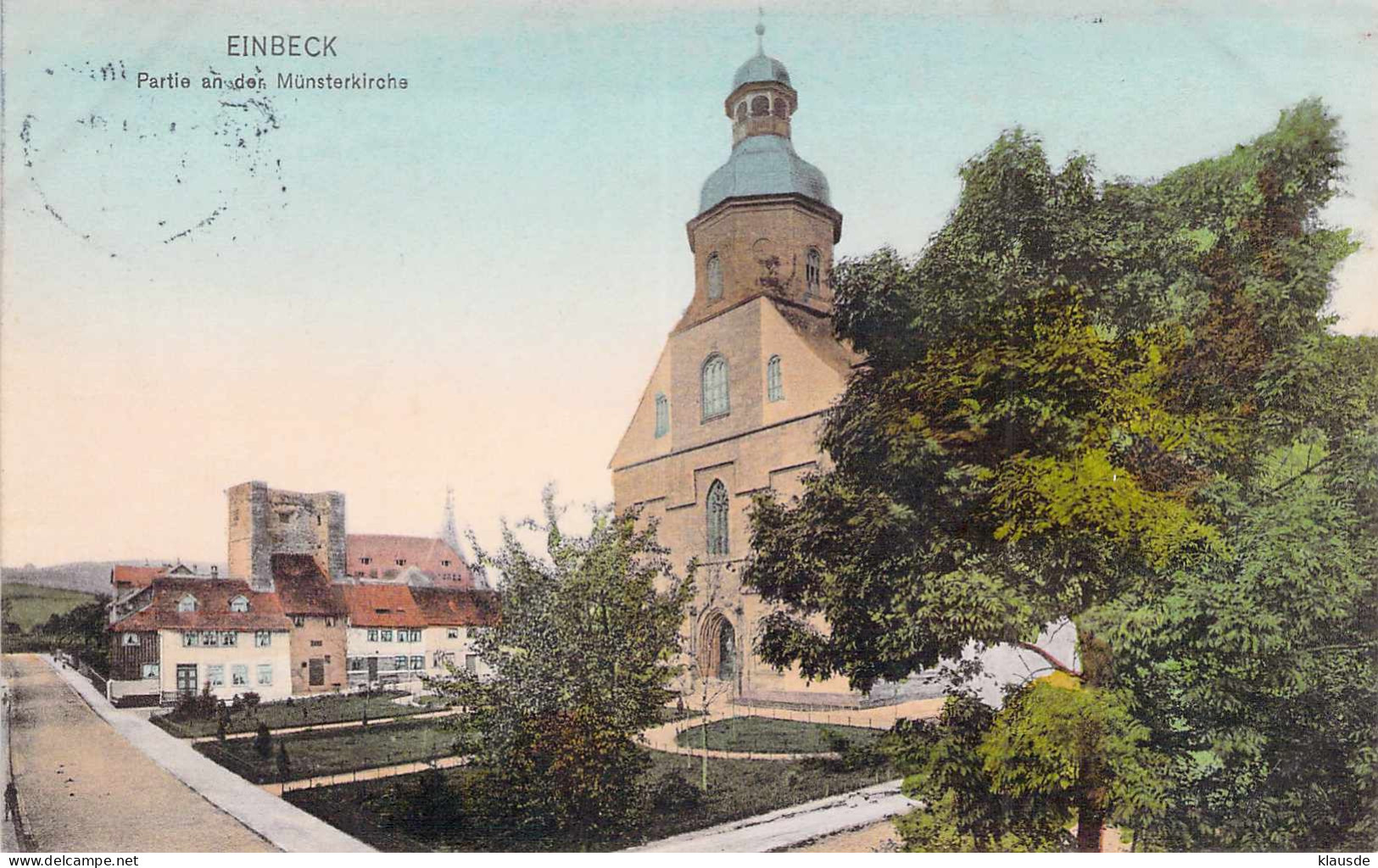 Einbeck - Partie An Der Münsterkirche Gel.1912 Bahnpost - Einbeck