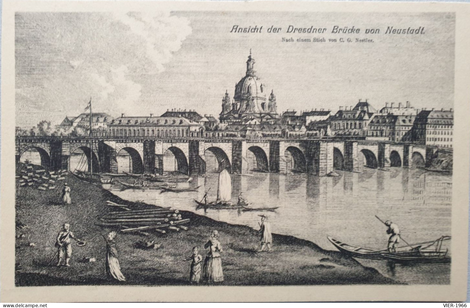 Dresden - Ansicht Der Dresdner Brücke Von Neustadt (Stich Von C.G. Nestler) - Doebeln