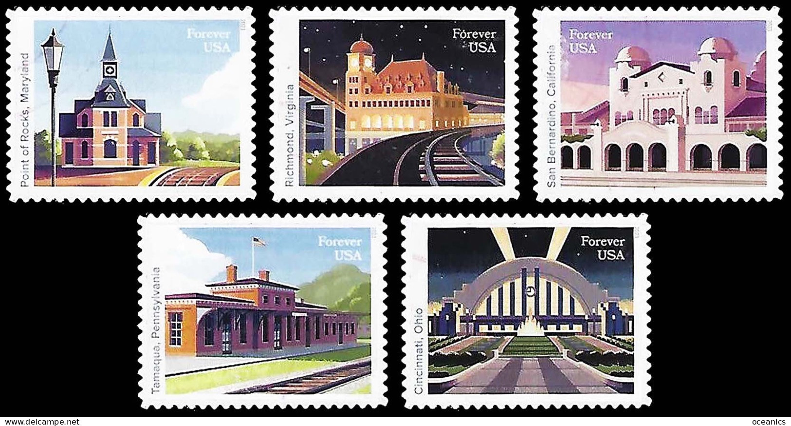 Etats-Unis / United States (Scott No.5758-62 - Historic Railroad Stations) [**] Set Of 5 - Ongebruikt