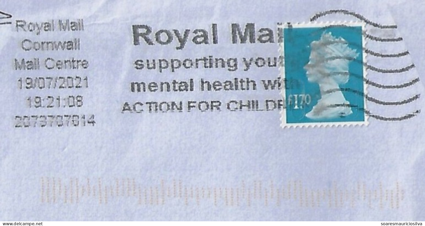 Great Britain 2021 Cover Cornwall Brazil Cancel Royal Mail Supporting Your Mental Health With Action For Children Machin - Zonder Classificatie