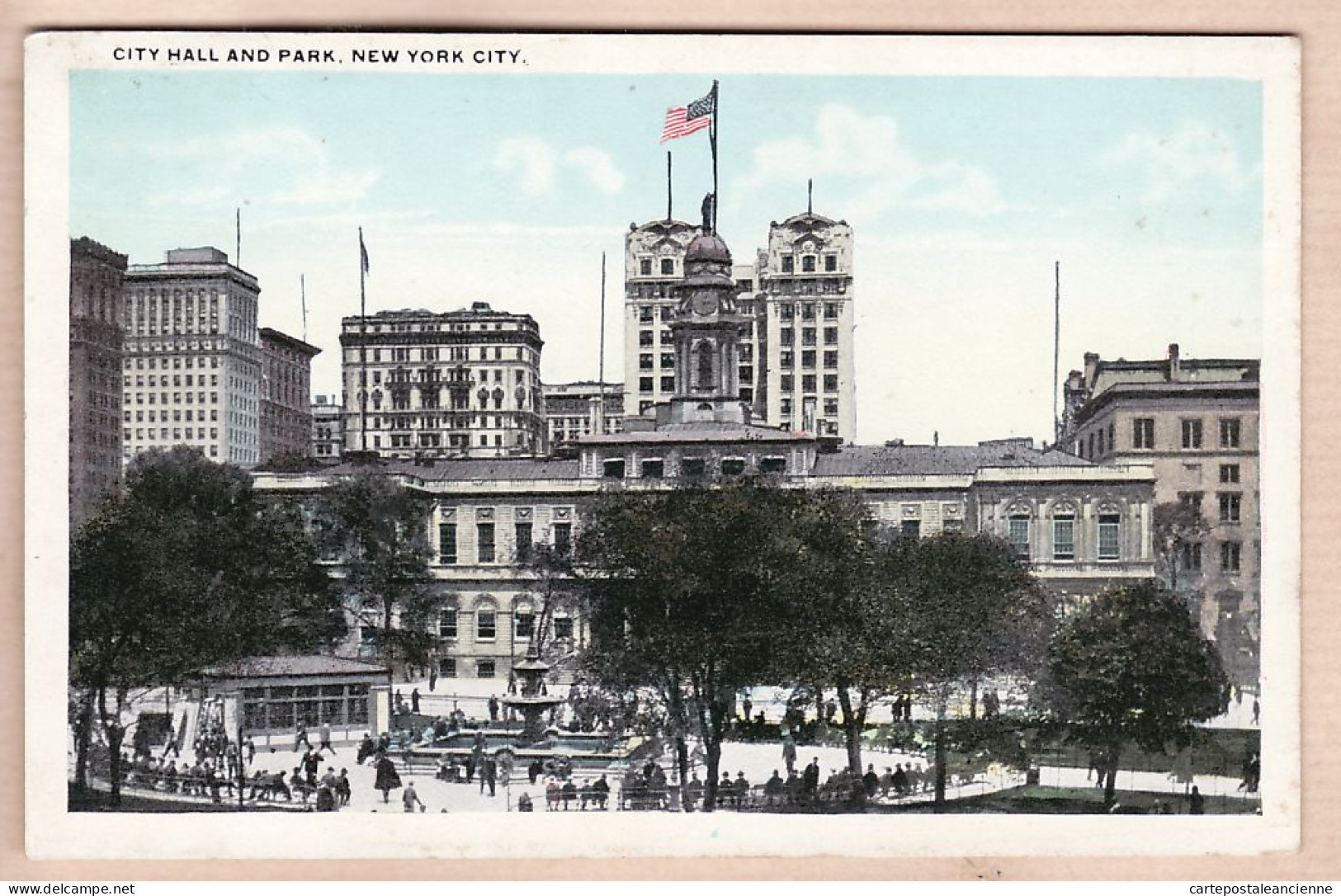 31774 / ⭐ ◉ NEW-YORK City-Hall And Park 1920s Coast 500.000$ Erected 1803 CENTURY PC&Nov Co - Andere Monumenten & Gebouwen