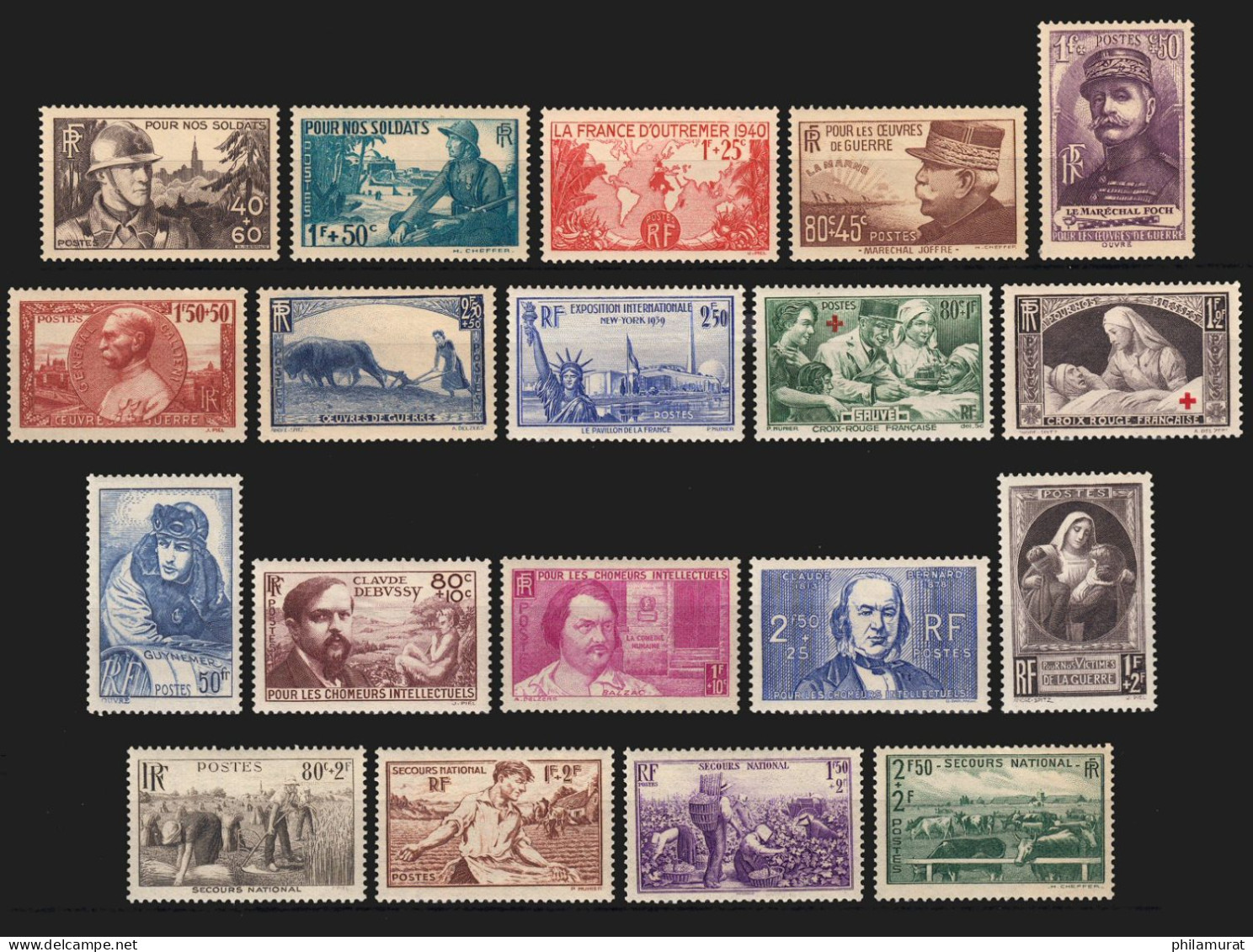 France Année Complète 1940, Yvert N°451/469, Neufs ** Sans Charnière - TB - 1940-1949