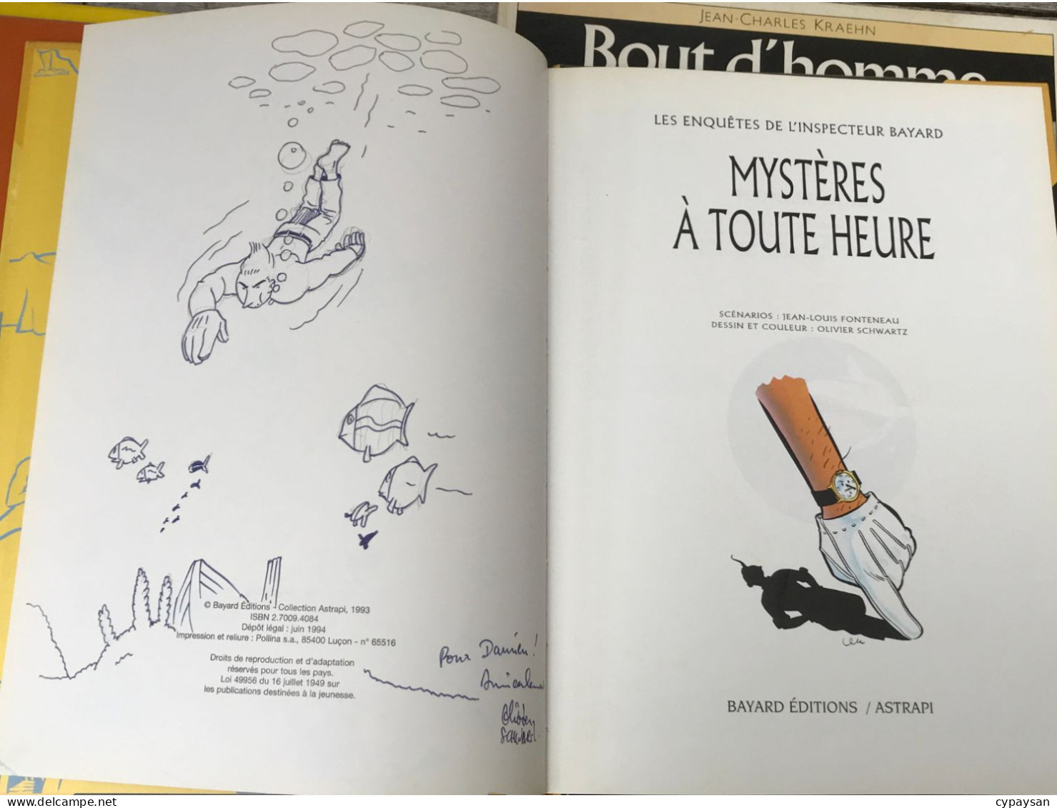 Les Enquêtes De L'inspecteur Bayard  3 Mystères à Toute Heure EO DEDICACE BE Bayard 06/1994 Fonteneau Schwartz (BI3) - Autographs